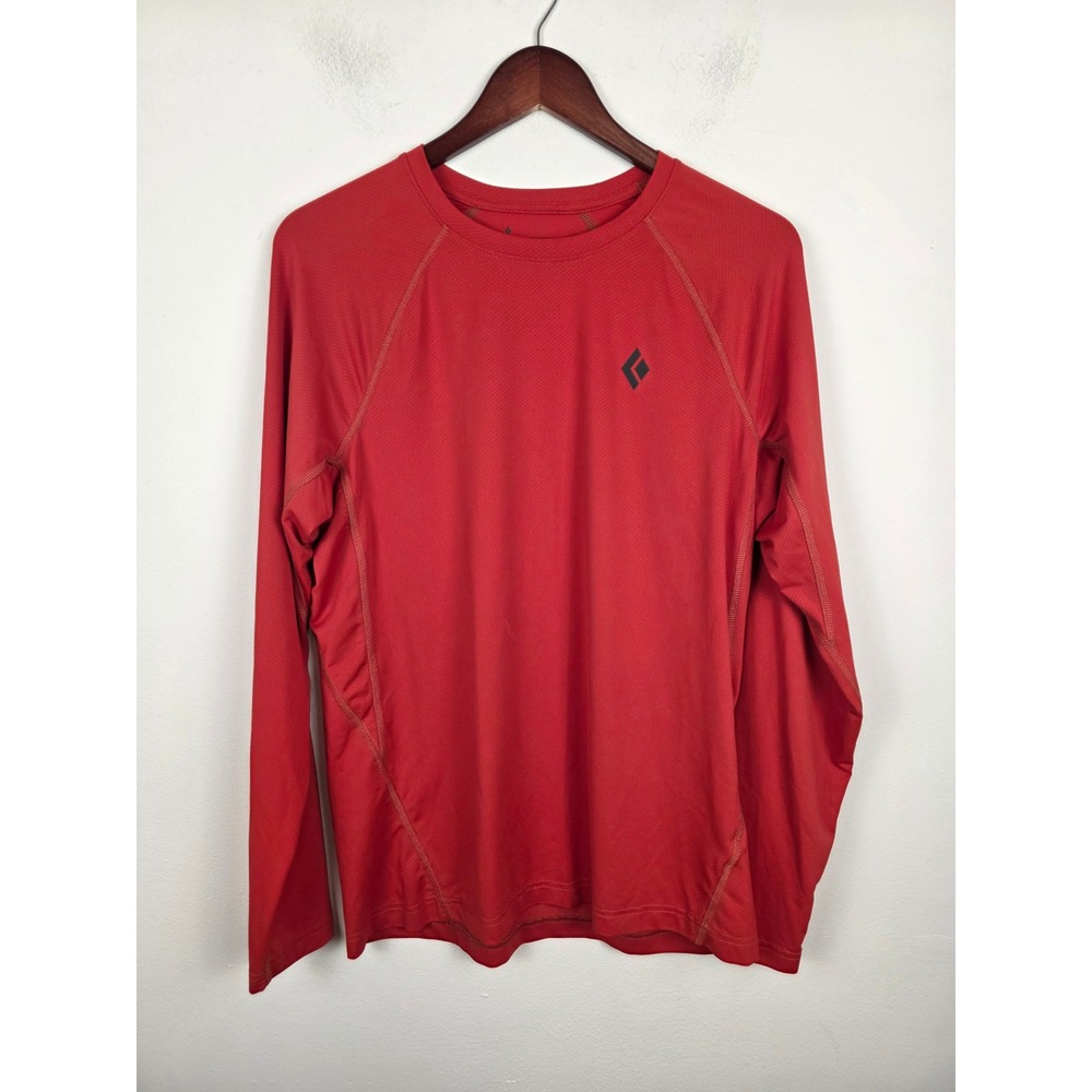 Black Diamond Mens Red Long Sleeve Technical Hiking Climbing Shirt Size Medium